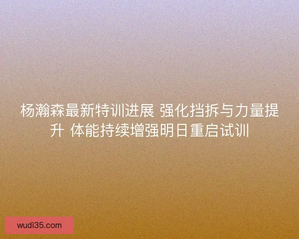 杨瀚森最新特训进展 强化挡拆与力量提升 体能持续增强明日重启试训